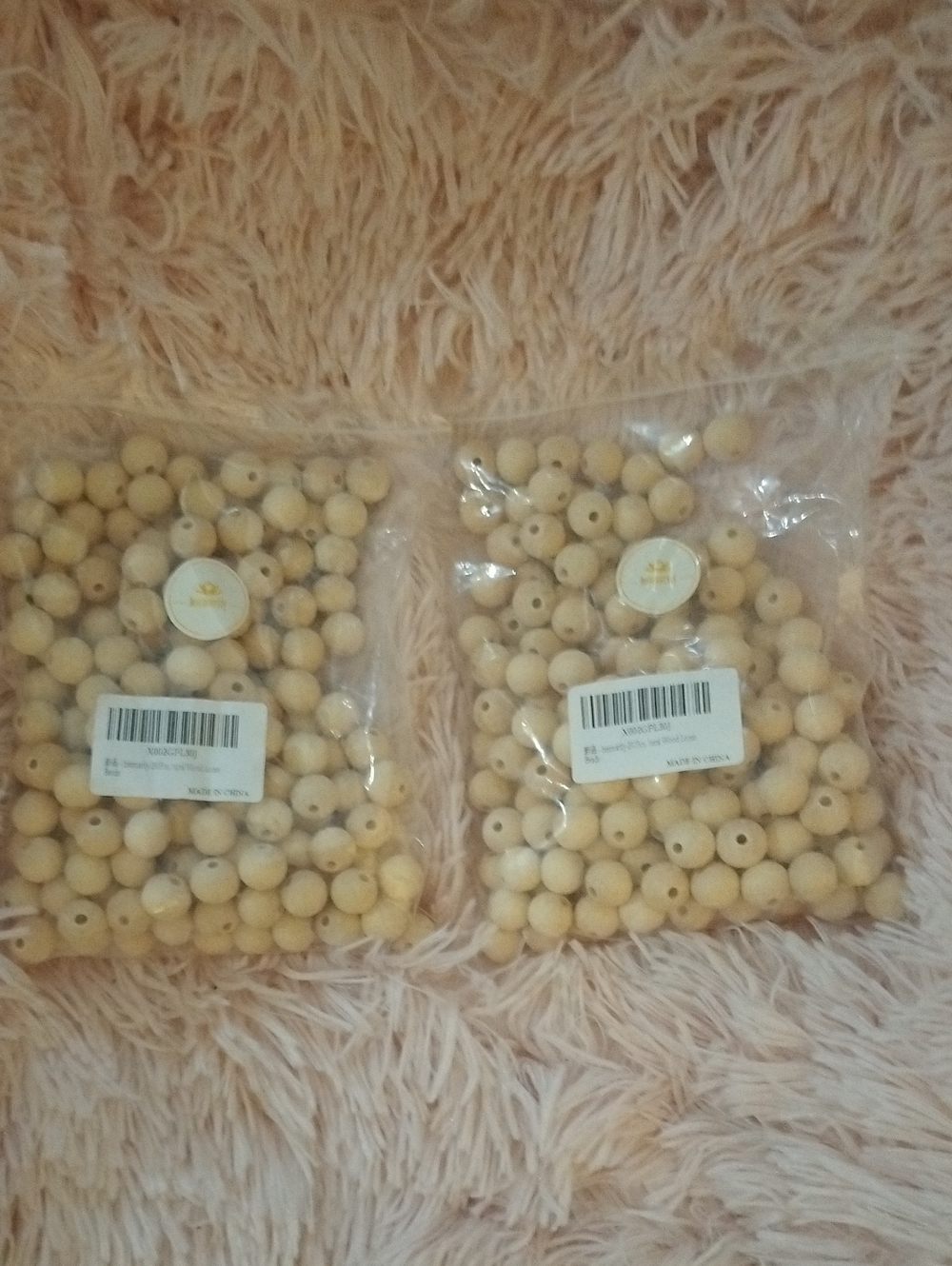 New Unfinished Natural Wood Beads - Round Craft Beads (Two Bags)